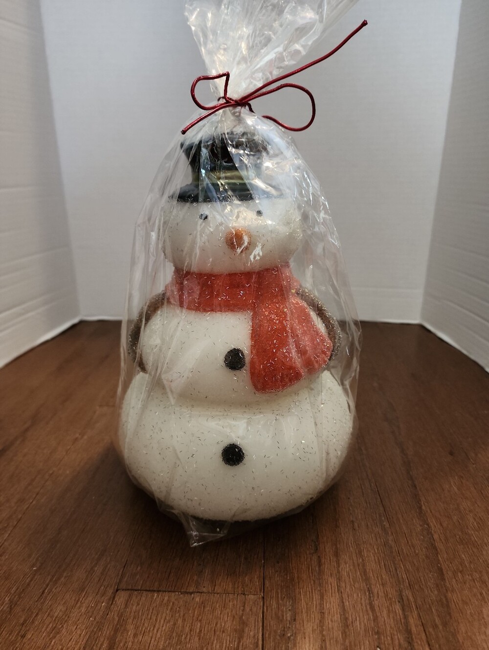 Pottery Barn Sparkle Large Snowman 180 Hour Candle Vintage Holiday Christmas New